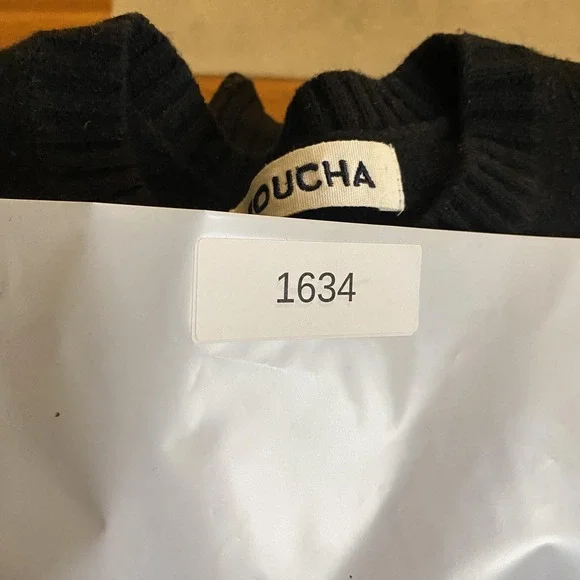 Roucha Trace Sweater Womens Large Black 100% Wool Crewneck Pullover T-Y3-006 - Picture 9 of 9